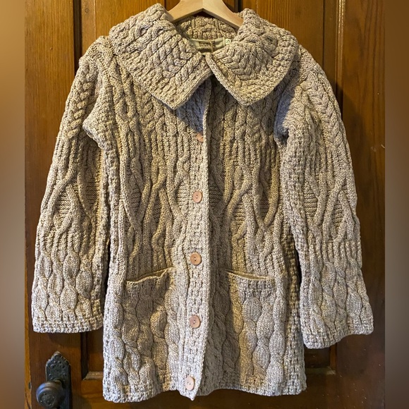 NWT Aran Sweater Market 100% Merino Wool 3 Pattern Long Cardigan - Picture 2 of 7